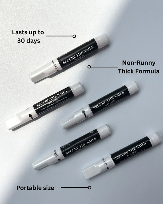 Non-Damaging Non-Toxic Super Long-Lasting Press-On Nail Glue Tube Pack of 5, 4+ Weeks Wear, Portable Size for Travel| Secure The Nails Handmade Reusable Press-Ons