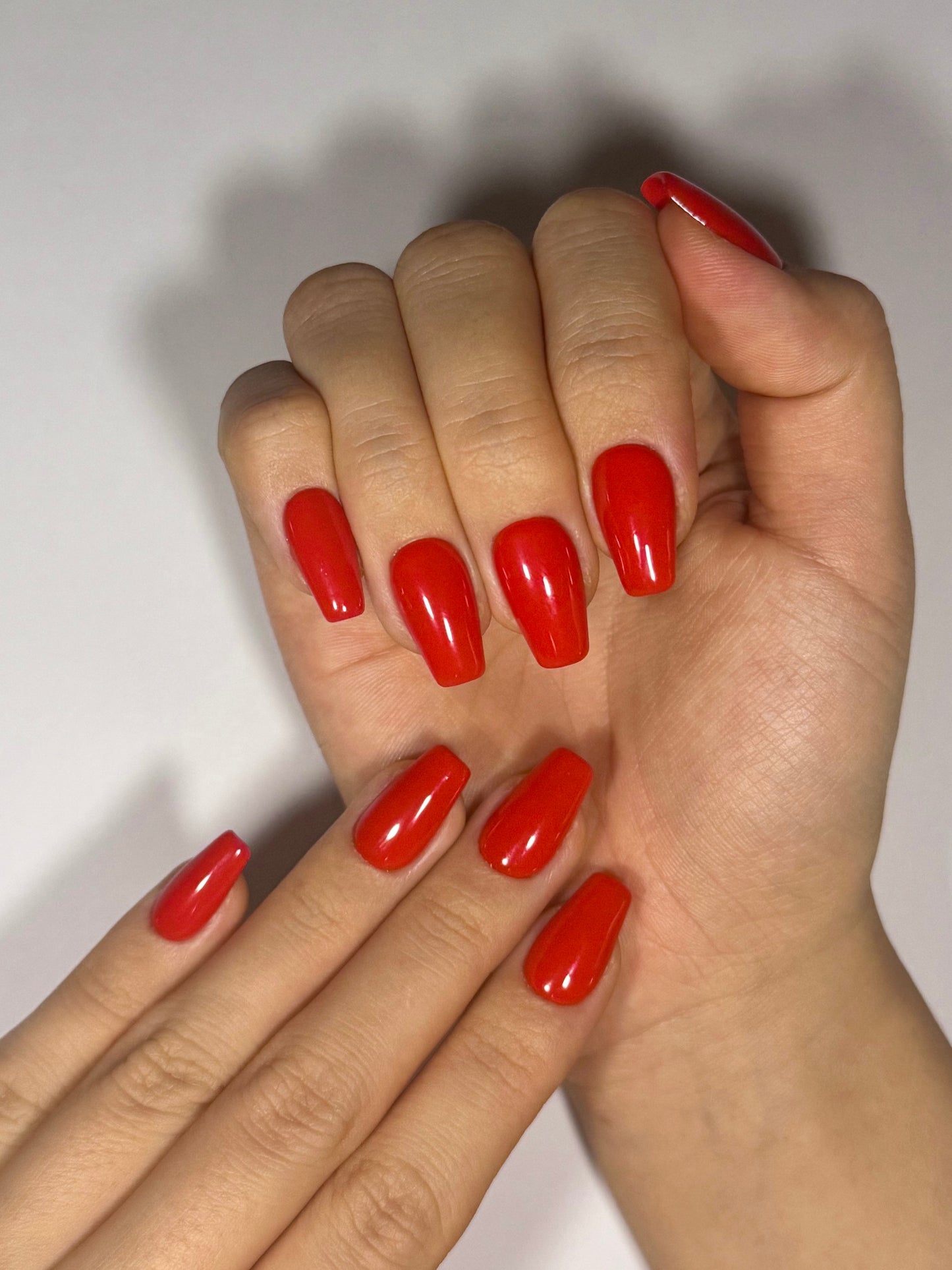Classy Red Press-on Nails Coffin Ballerina Shape Nails for Work, Reusable Long-lasting | Secure The Nails