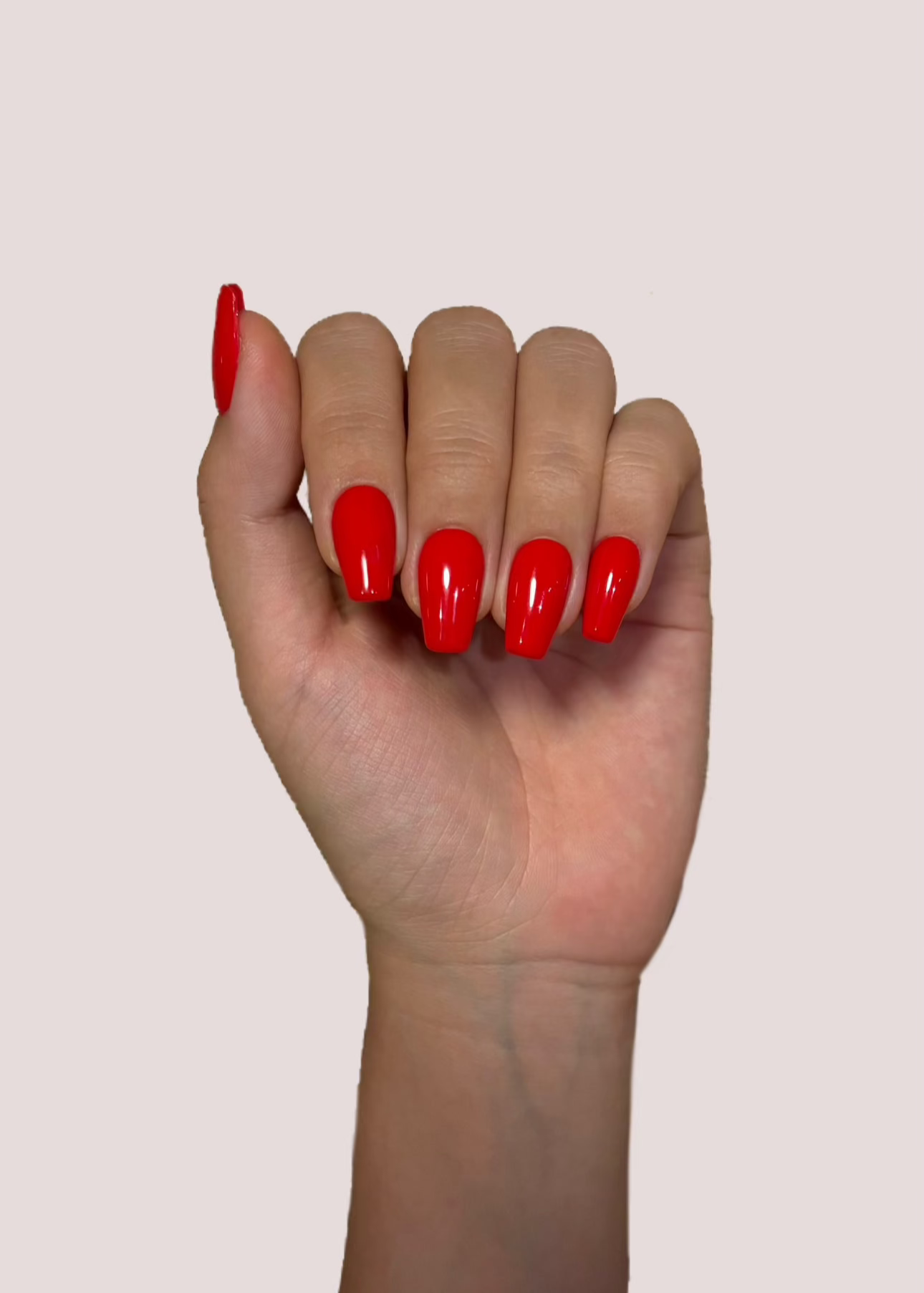Coffin Shape Press-on Nails, Red Nails for Everyday Summer Nails, Reusable Long-lasting | Secure The Nails