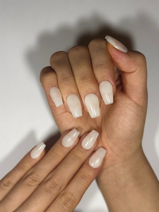 Creamy White Press-on Nails for Work Everyday Nails, Reusable Long-lasting Easy to Apply | Secure The Nails