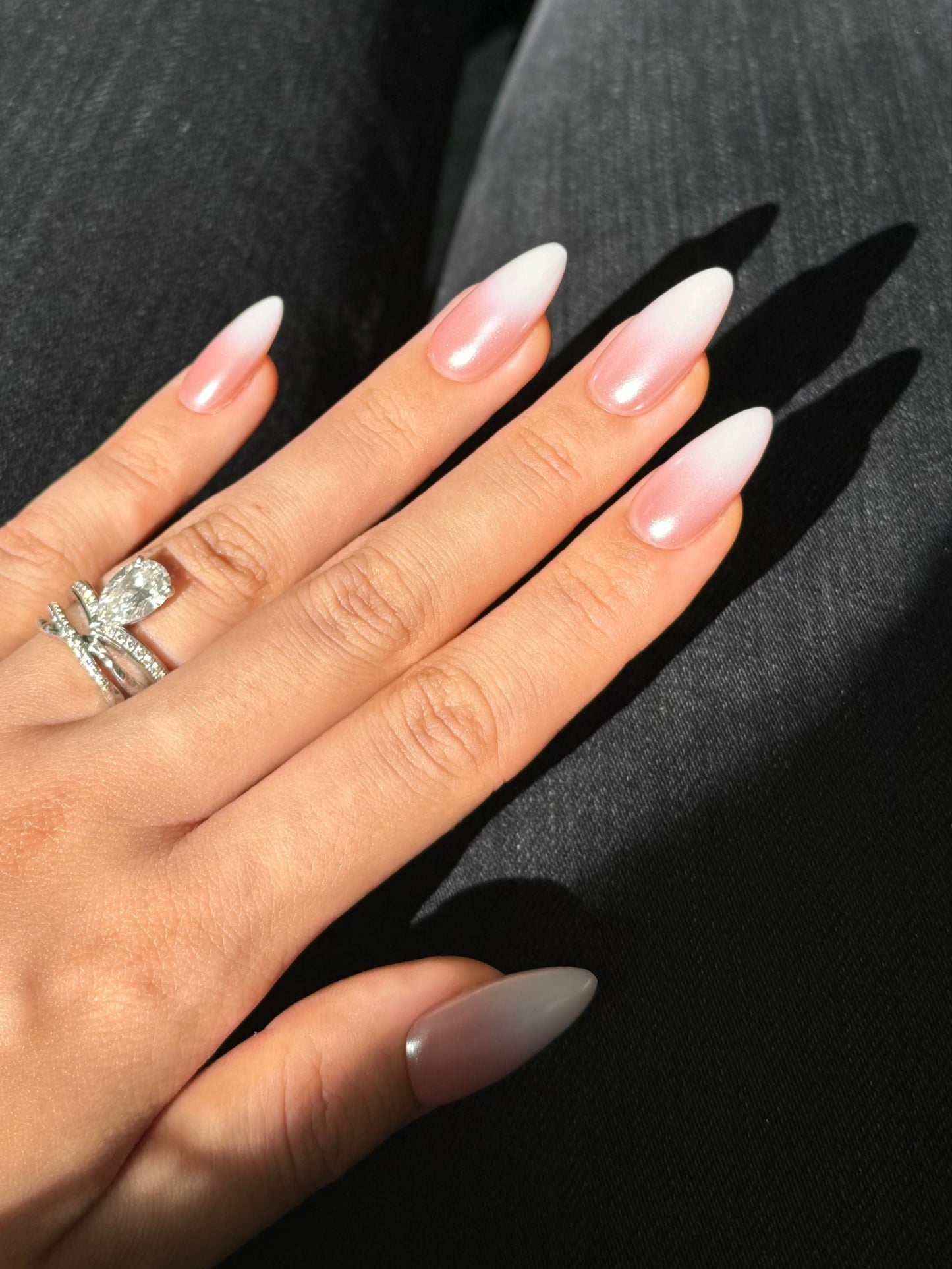 French Ombre Chrome Glazed Donut Press-on Nails, Bridal Nails, Press-on Nails for Wedding