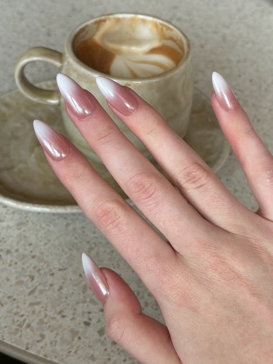 Hailey Bieber Glazed Donut Press-on Nails, Everyday Glam Nails, Soft Girl Clean Girl Nails | Secure The Nails