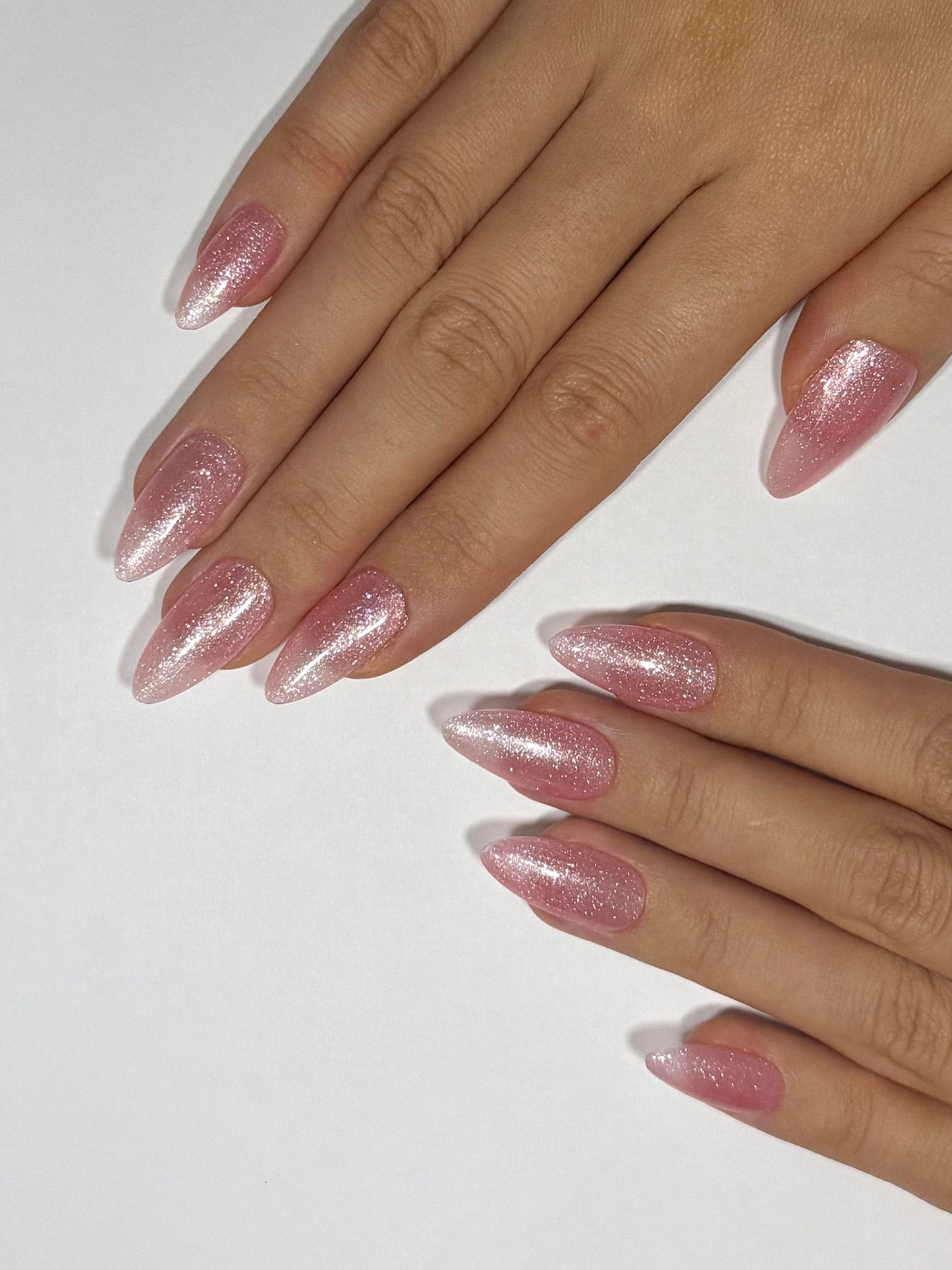 Shimmery Peach Glitter Press-on Nails, Sheer Girly Summer Nails, Reusable Long-lasting | Secure The Nails