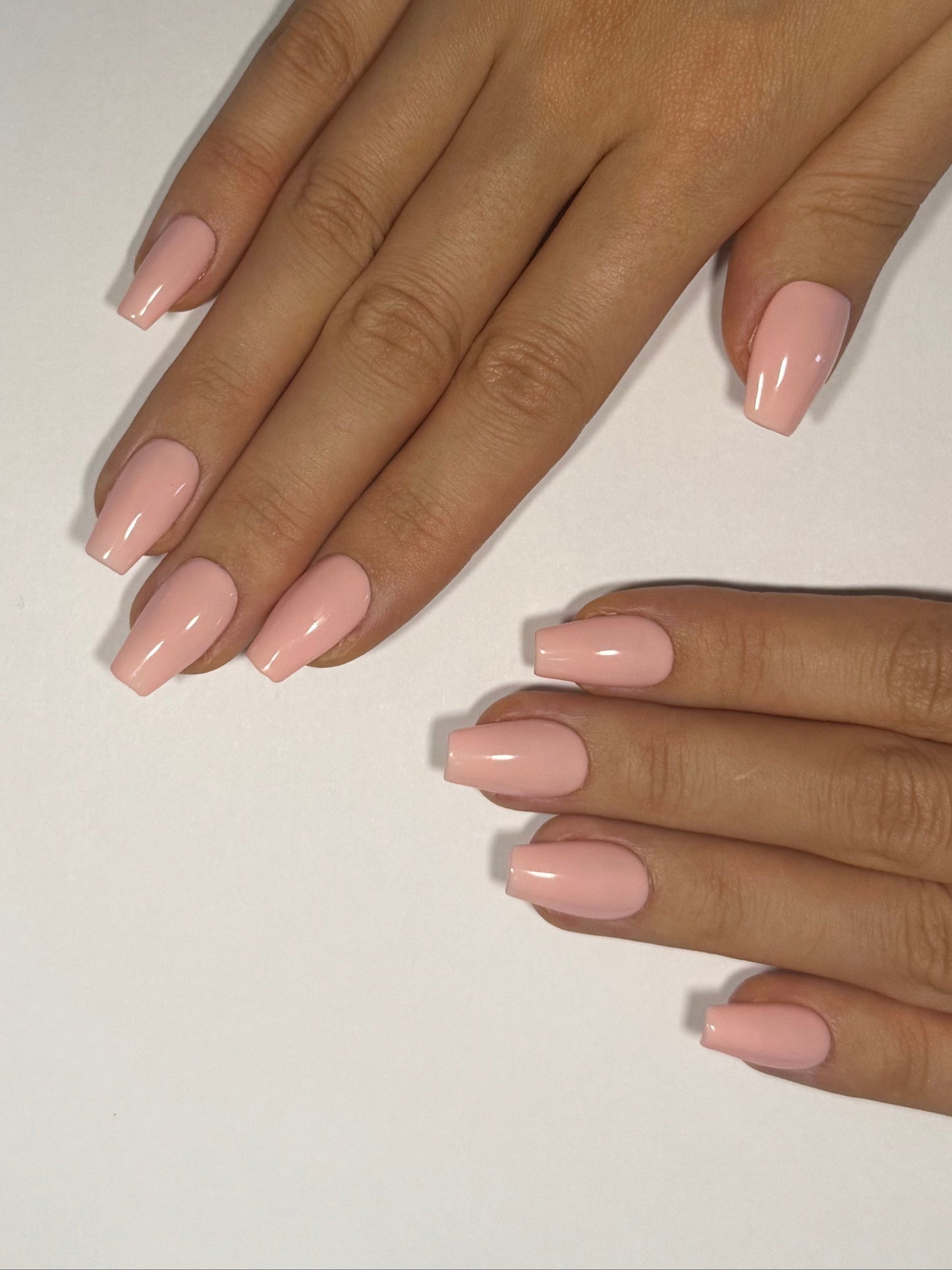 Pink Peachy Nude Coffin Ballerina Press-on Nails, Reusable Long-lasting Nails for Everyday | Secure The Nails