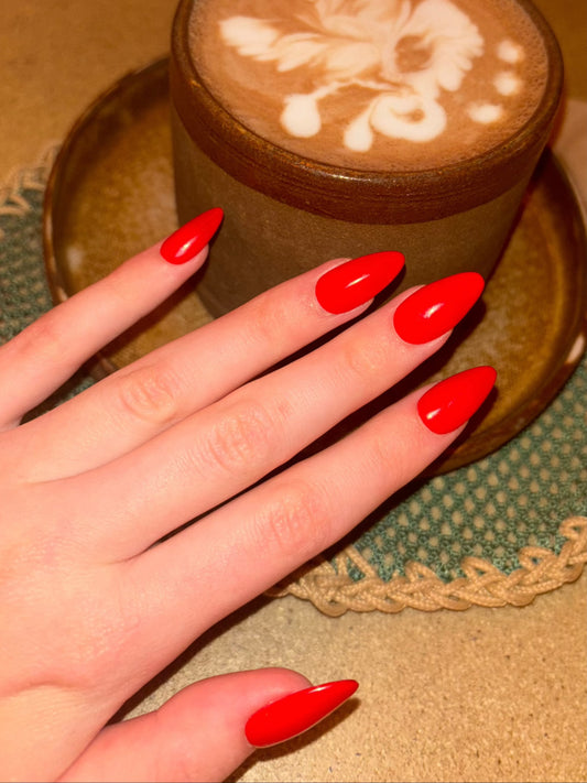 Red Almond Press-on Nails, Reusable, Long-lasting, Easy to Apply | Secure The Nails