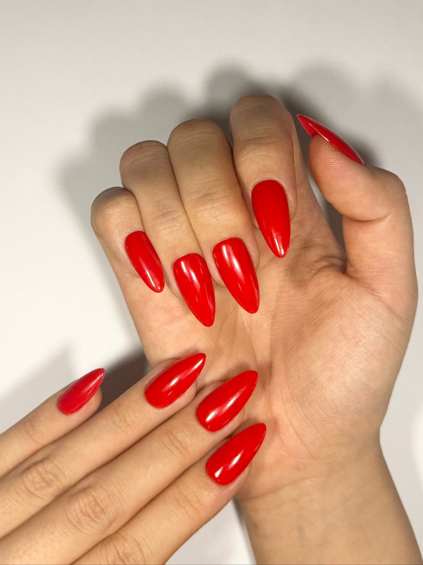 Glossy Red Summer Almond Press-on Nails, Salon-quality and Long-lasting | Secure The Nails