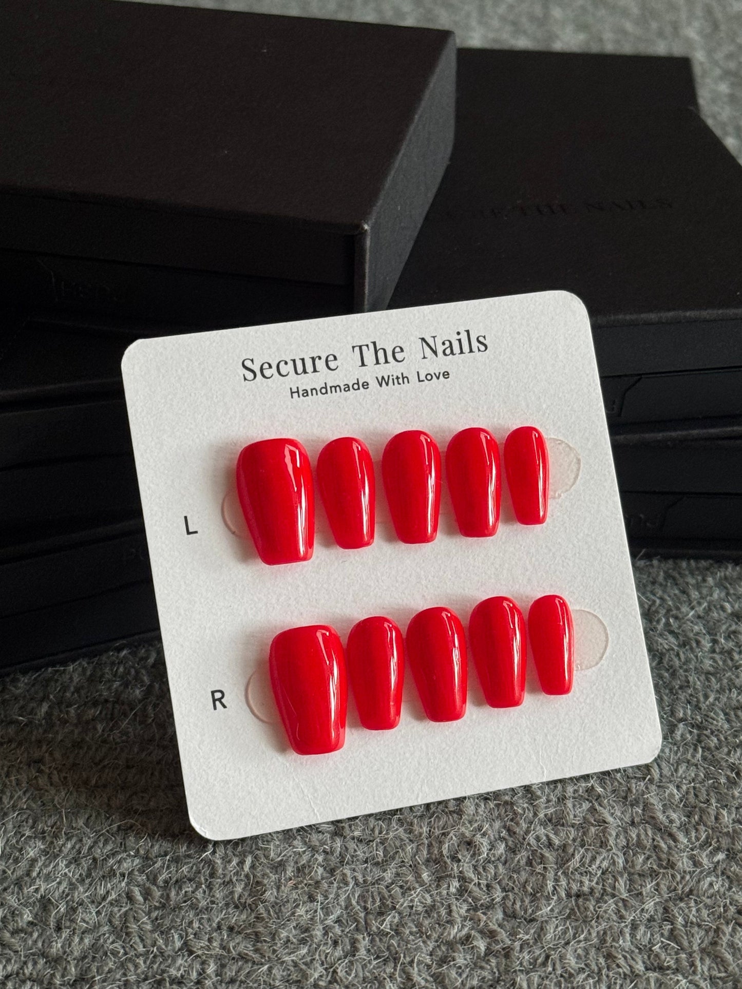 Red Press-on Nails Coffin Shape, Reusable Nails, Press-ons for Work Everyday, Long-lasting | Secure The Nails