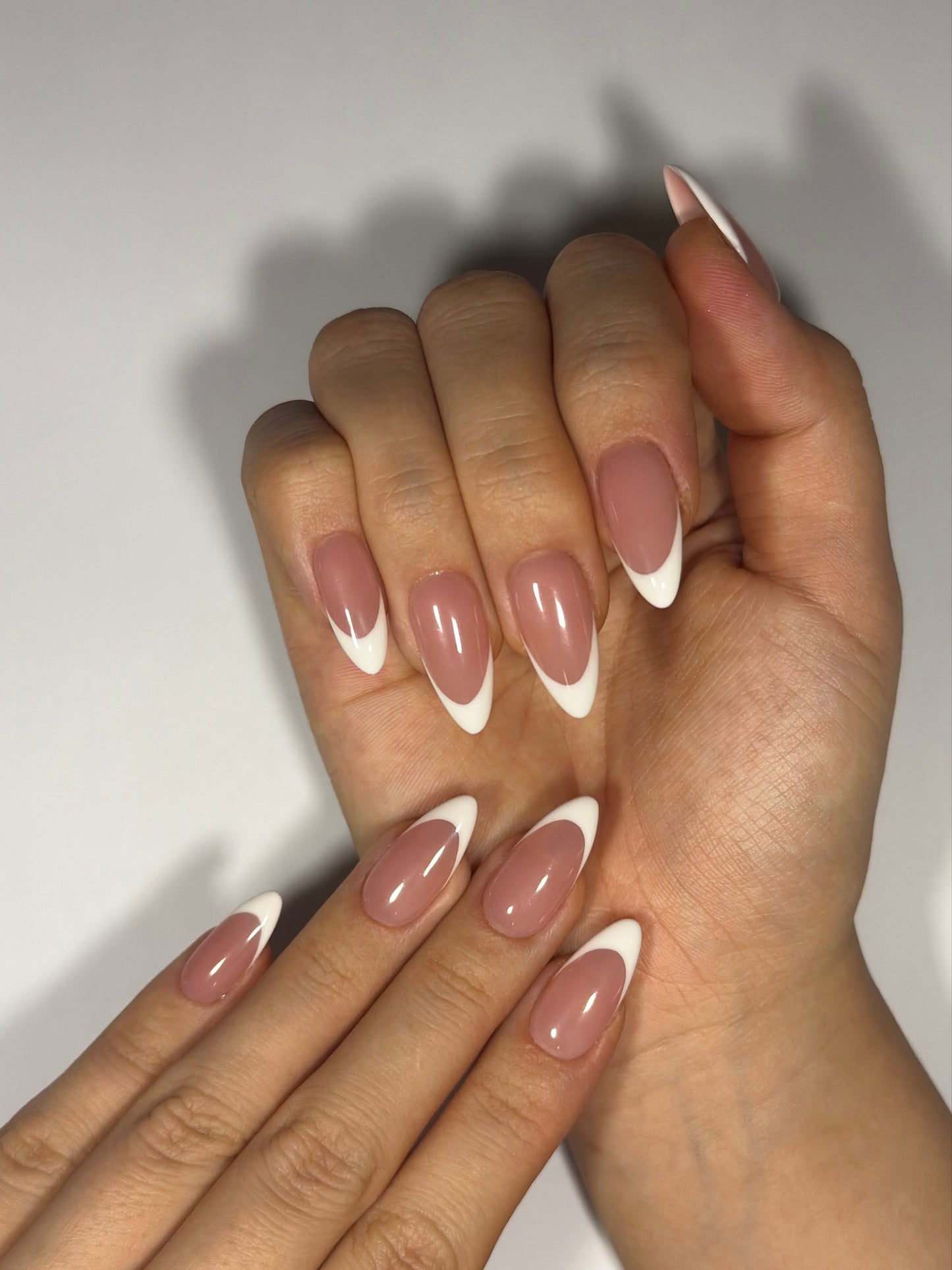 Secure The Nails Nude Almond French Tip Press-on Nails, Long-lasting, Salon-quality, Easy to Apply
