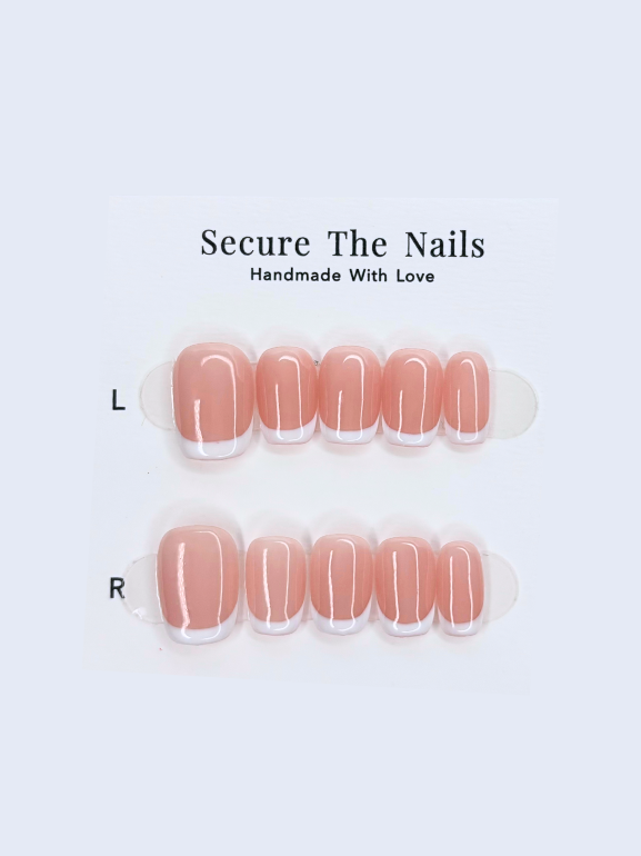 Secure The Nails Handmade Short French Tip Press-on Nails, Look like salon nails, Long-lasting, Easy to apply