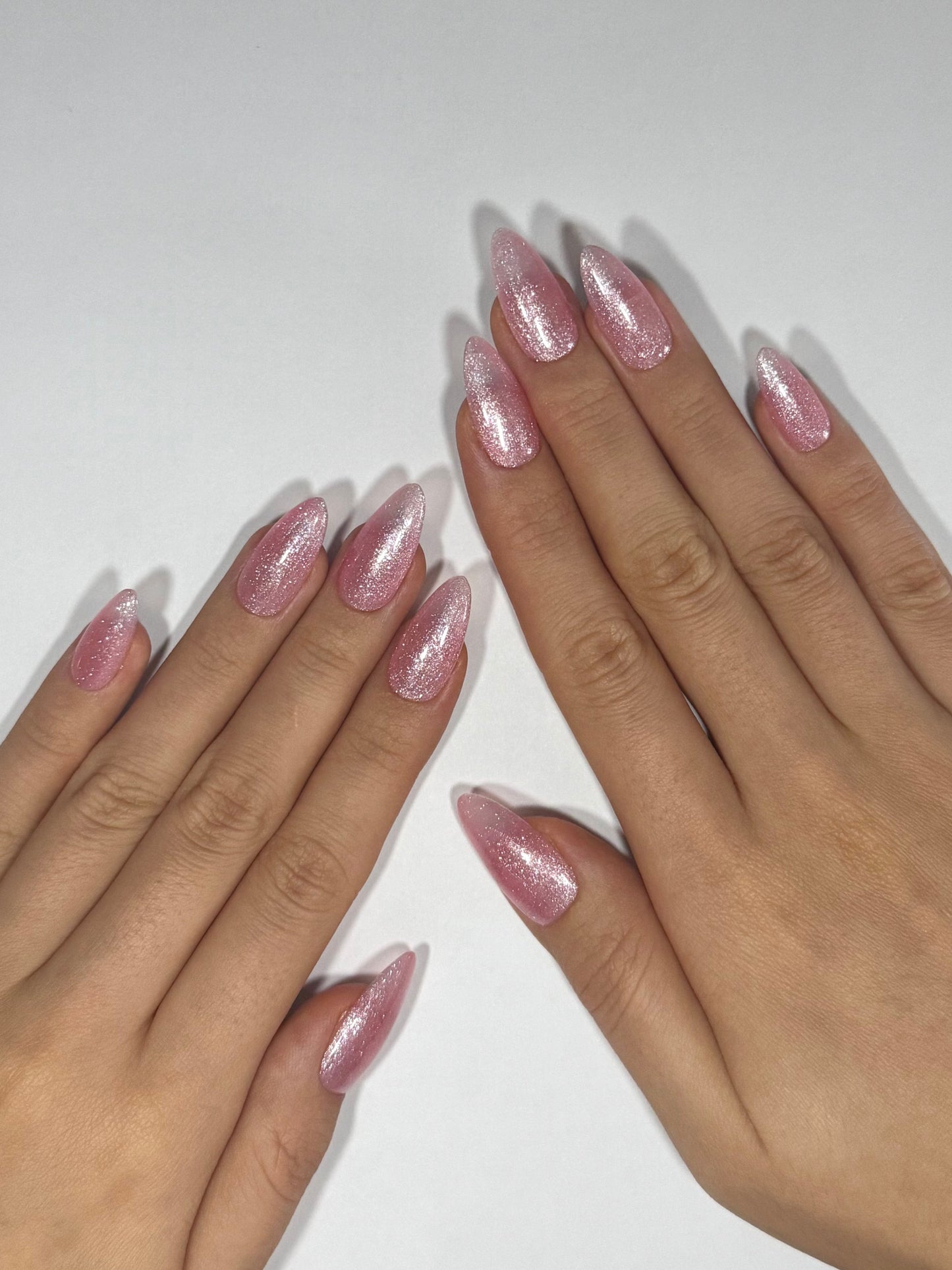 Sheer Shimmery Peach Glitter Girly Press-on Nails, Reusable Long-lasting Easy to Apply | Secure The Nails