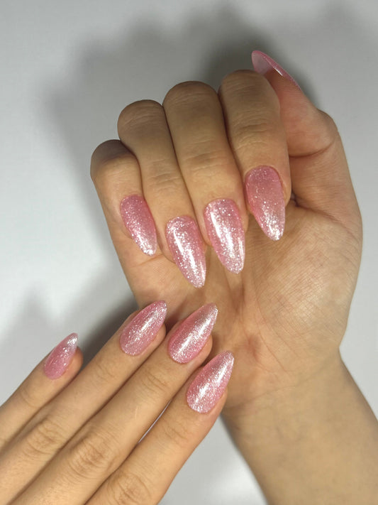 Shimmery Peach Glitter Press On Nails, Girly Sparkly Nails, Reusable Long-lasting | Secure The Nails