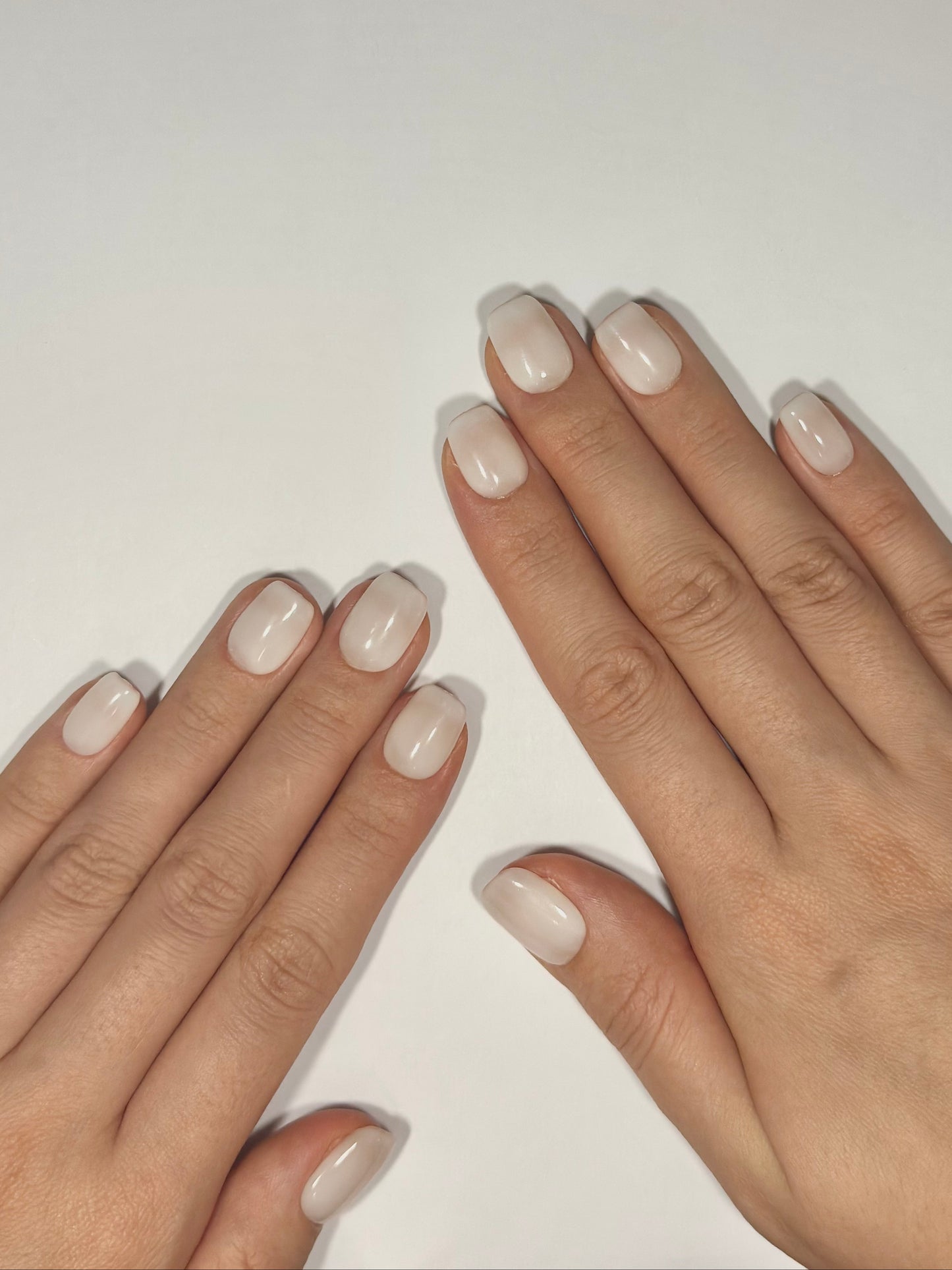 Secure The Nails Creamy Milky White Short Squoval Press-on Nails for Everyday Wear, Reusable Long-lasting Easy to Apply Nails