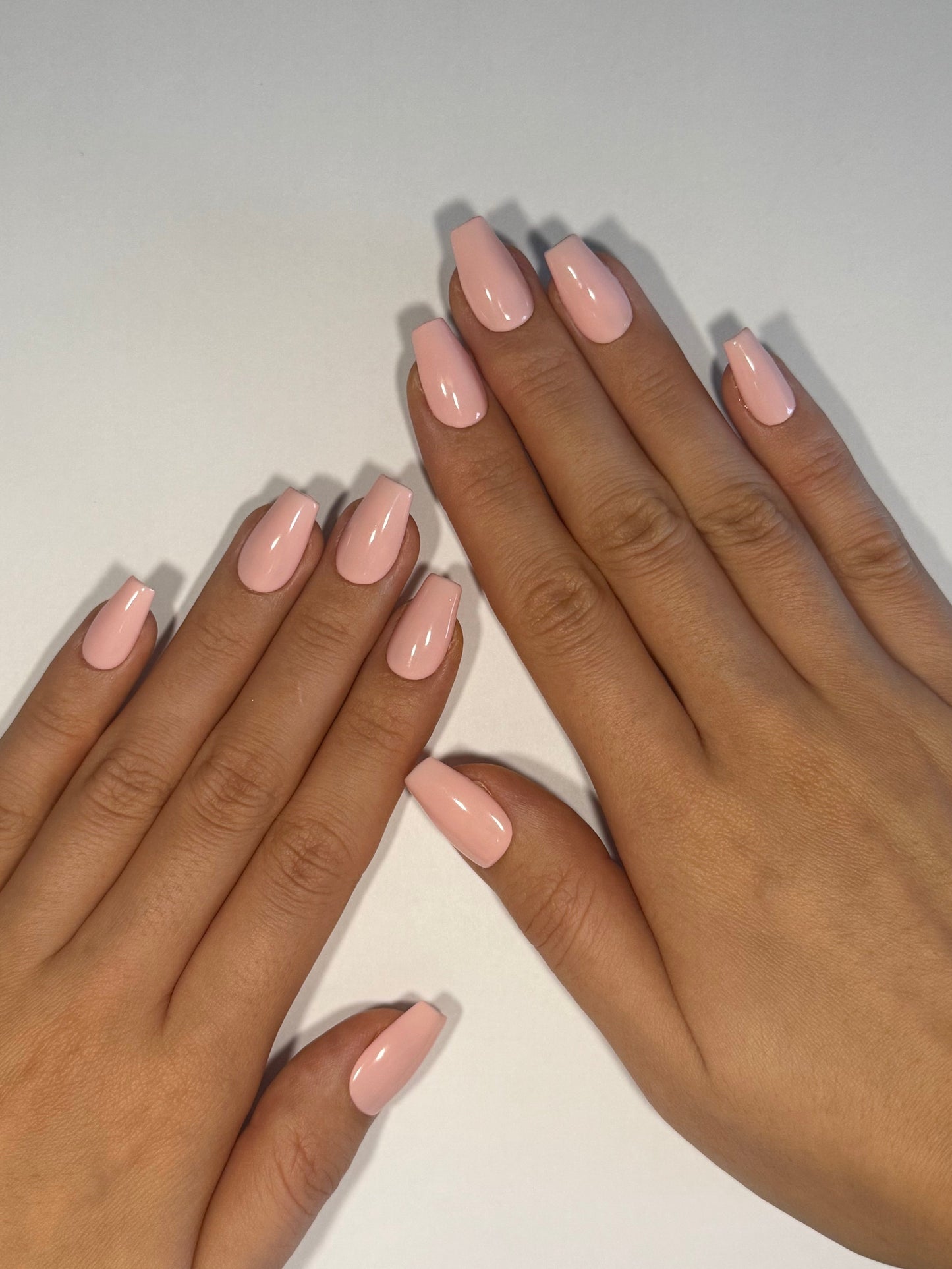 Pink Nude Soft Beige Neutral Pastel Pink Coffin Ballerina Press On Nails, Soft girl princess nails, clean nails, Secure The Nails