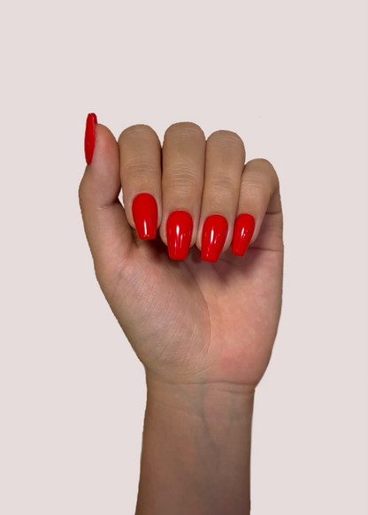 Classic Red Press on Nails | Ballerina Coffin Shape