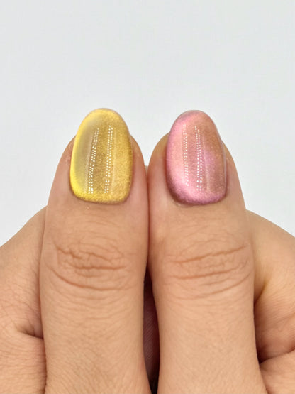 Cotton Candy Cute Bright Colorful Cat-Eye Oval Round Press-On Nail, Handmade Long-Lasting Reusable Press-Ons, 2026 Simple Nail Art Design | Secure The Nails
