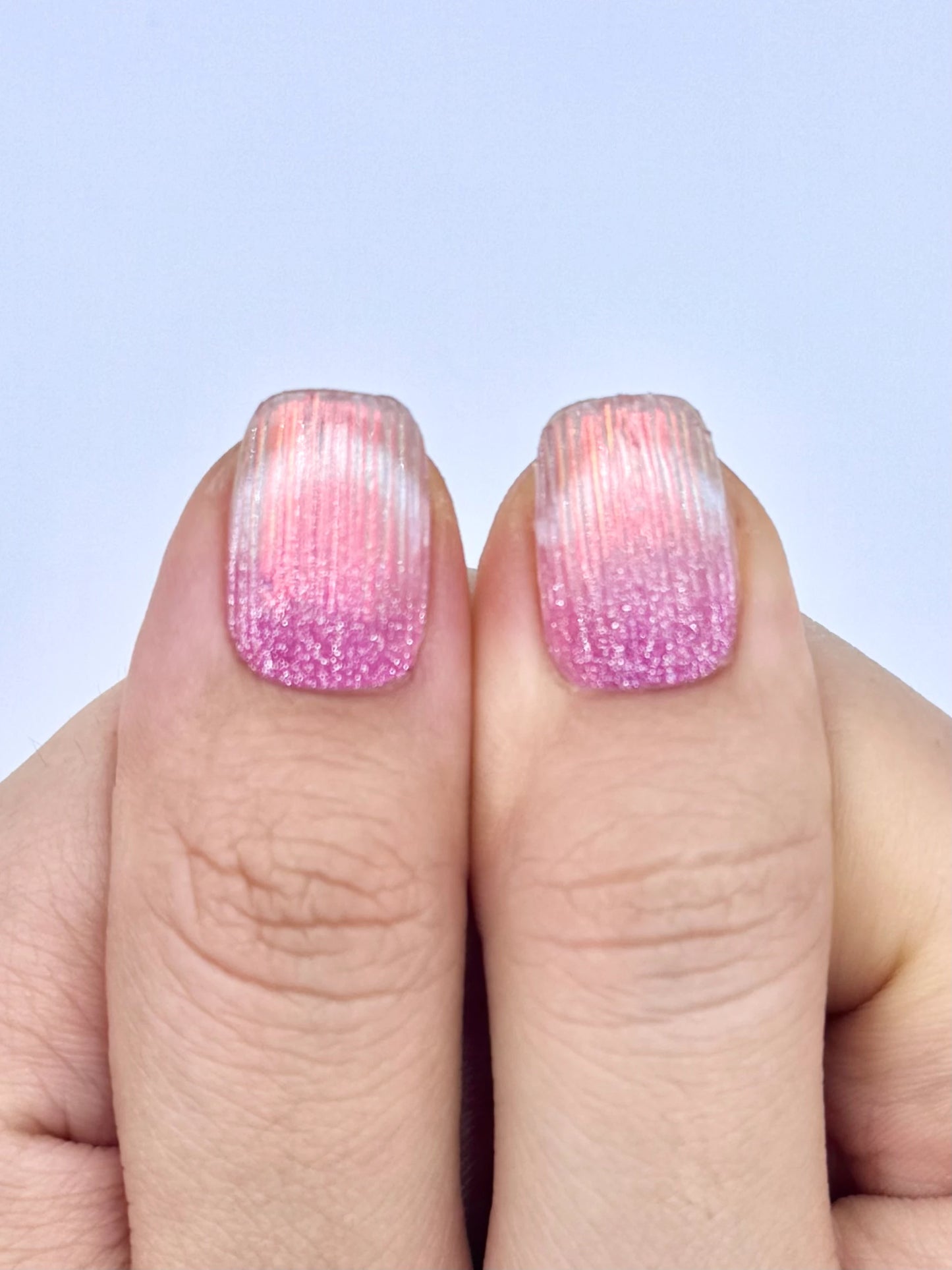 Mermaid Tail Pink Glitter French Tip Cat-Eye Glowy Chrome Handmade Short Square Press-On Nail, 2026 Glass Nail Art Design | Secure The Nails Long-Lasting Press-Ons