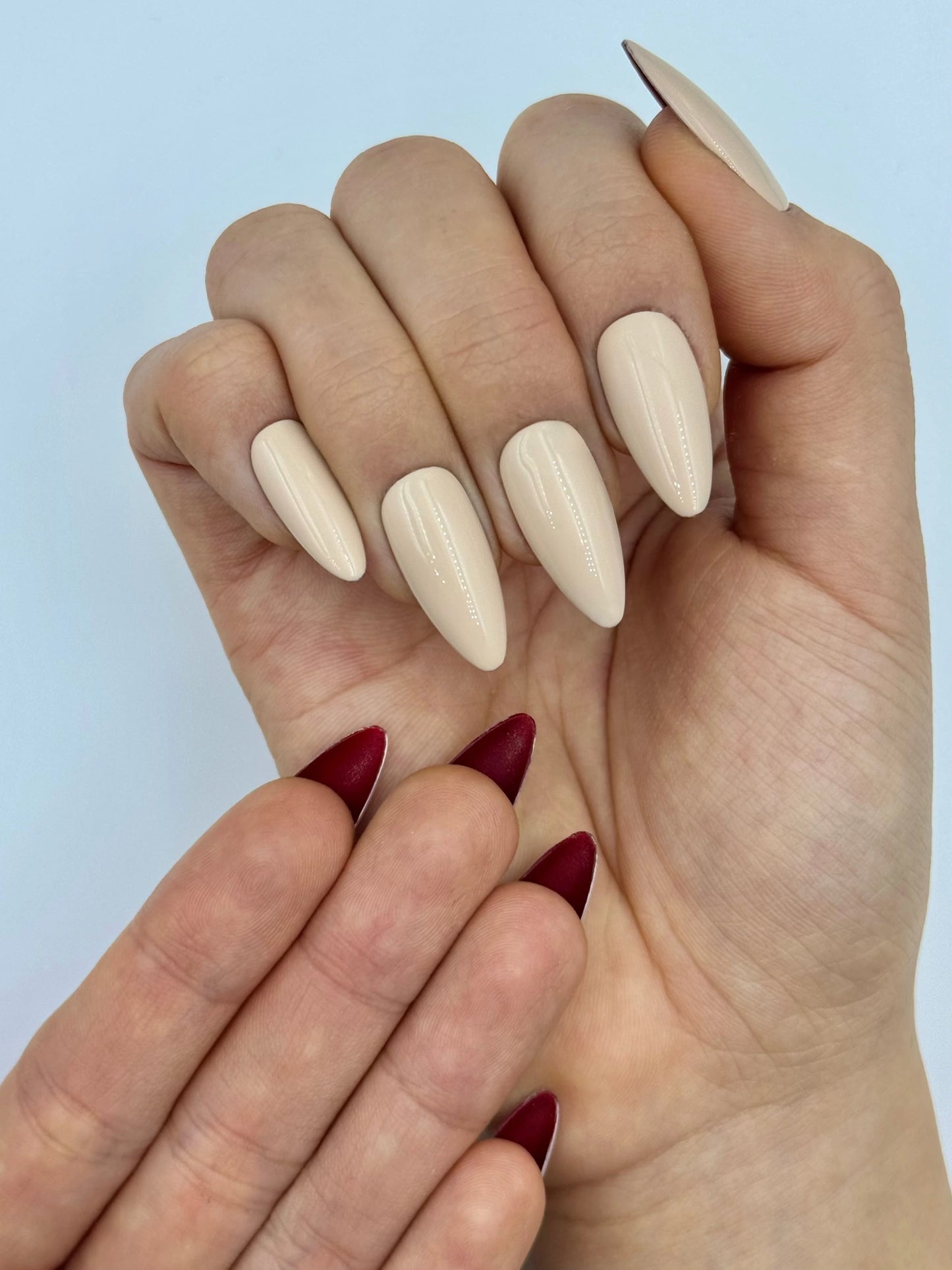 Unique Red Bottom Nude Almond Press-On Nails for Sexy Valentine's and Everyday Elegant Glam, Reusable & Long-Lasting False Nail | Secure The Nails