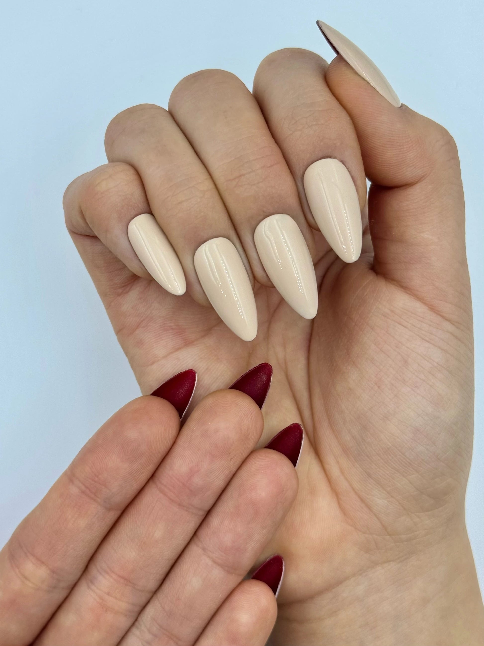 Unique Red Bottom Nude Almond Press-On Nails for Sexy Valentine's and Everyday Elegant Glam, Reusable & Long-Lasting False Nail | Secure The Nails