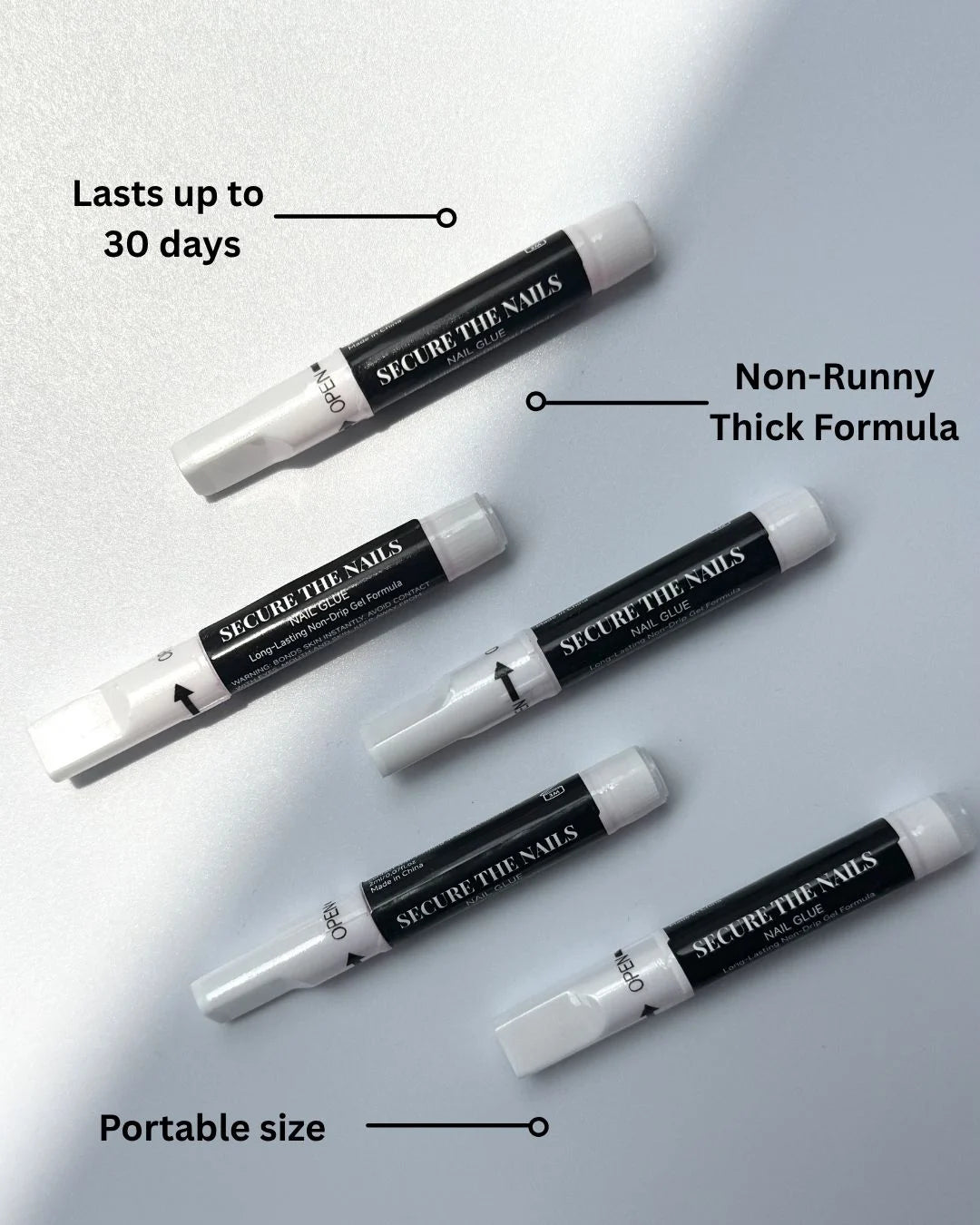 Non-Damaging Non-Toxic Super Long-Lasting Press-On Nail Glue Tube Pack of 5, 4+ Weeks Wear, Portable Size for Travel| Secure The Nails Handmade Reusable Press-Ons