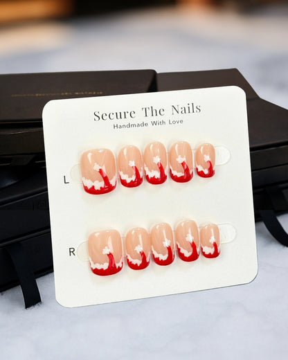 Short Square Christmas Holiday Press-On Nails Santa Claus Nail Art for Winter | Secure The Nails 