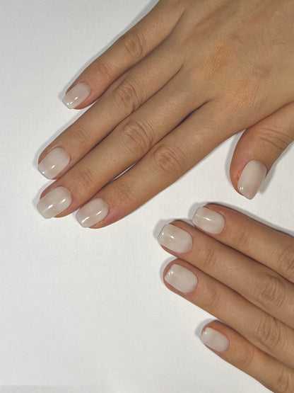 Secure The Nails Creamy Milky White Short Squoval Press-on Nails for Everyday Wear, Reusable Long-lasting Easy to Apply Nails