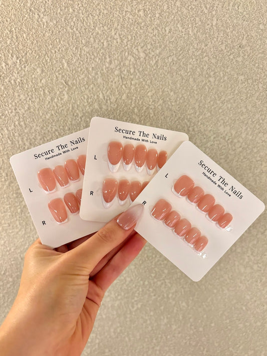 Classy Nude French Tip Press-on Nails Bundle for Everyday | Reusable High Quality Press-Ons by Secure The Nails