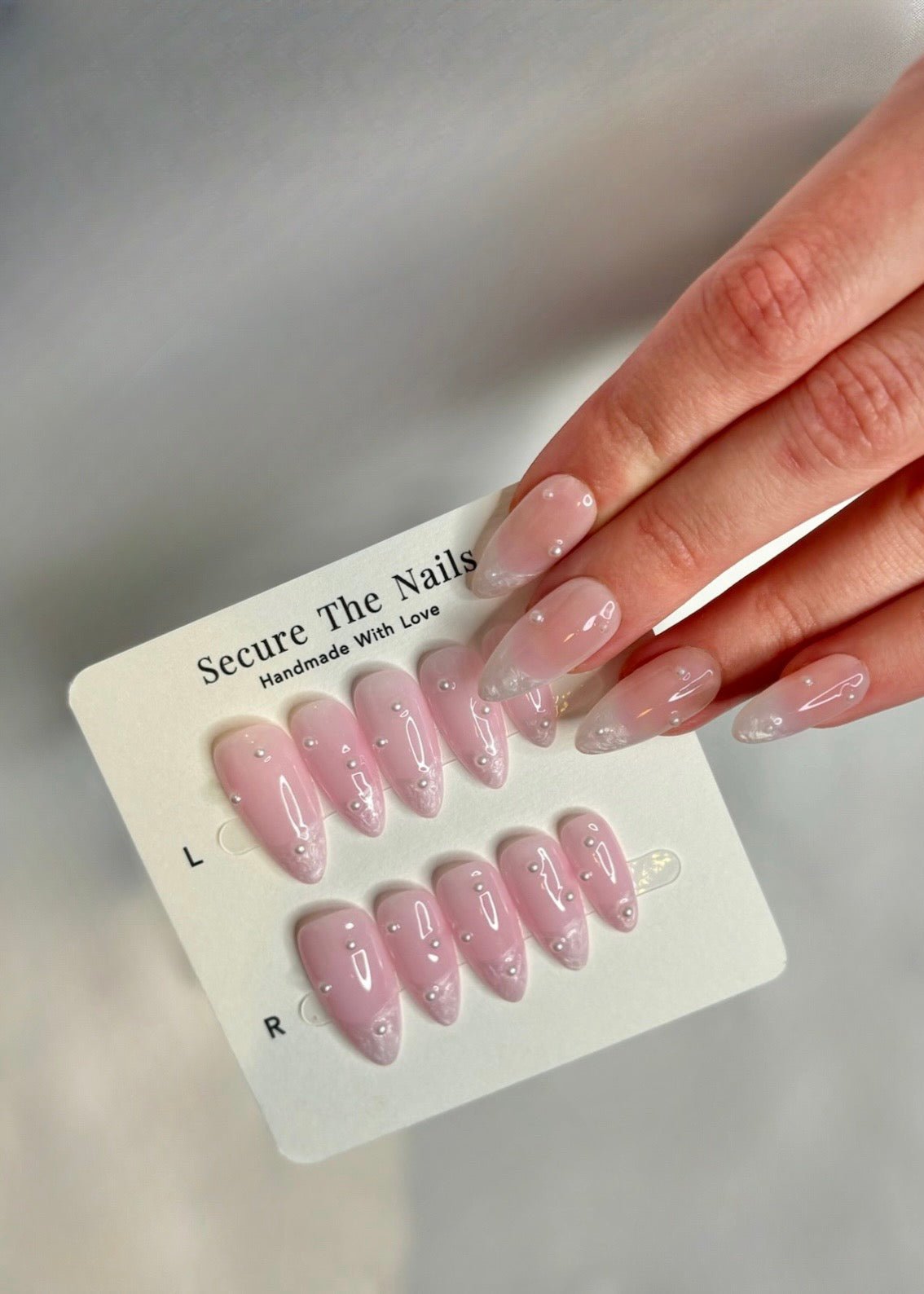 Pearlescent French Tip with Pearls Press On Nails Set