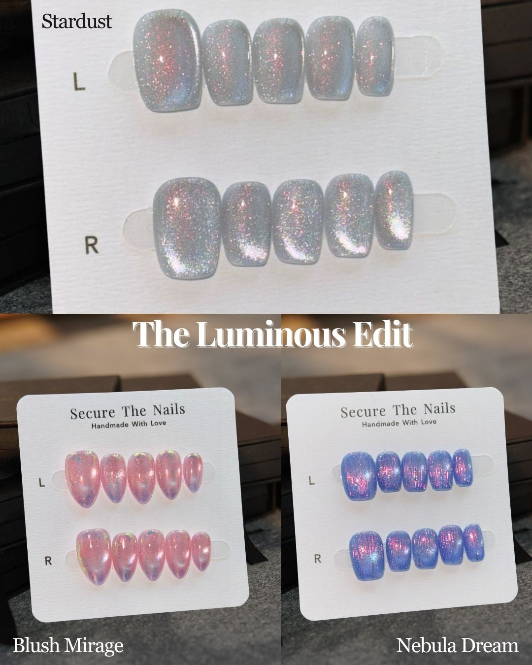Reusable Press-On Nail Value Bundle Trio for Every Occasion, Ultra-Glossy Reflective Shiny Wet-Looking Glass Effect, 2026 Unique Nail Trend Designs | Secure The Nails