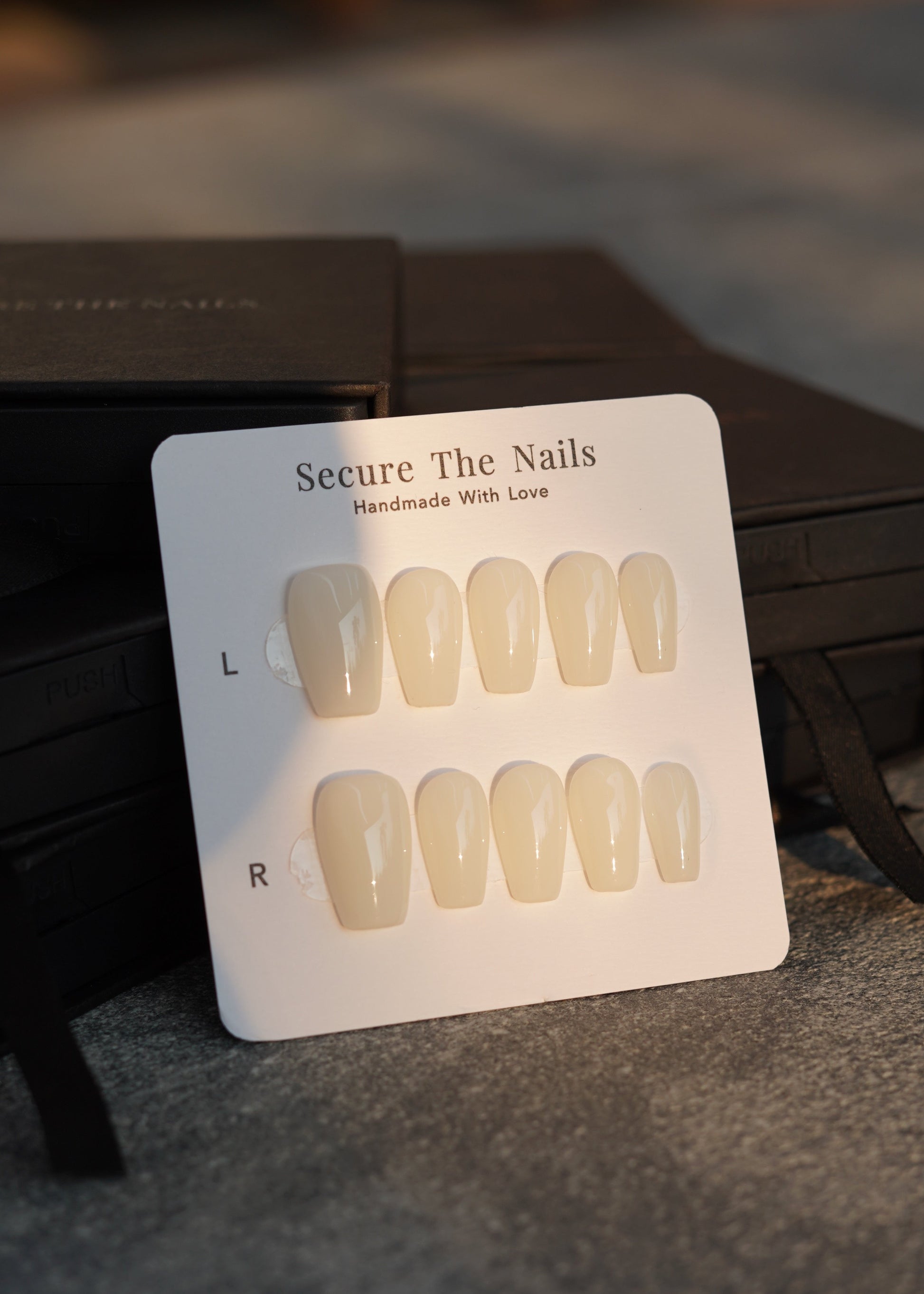 Clean Girl Nails, Reusable Creamy White Coffin Press-on Nails, Long-lasting, Easy to Apply | Secure The Nails