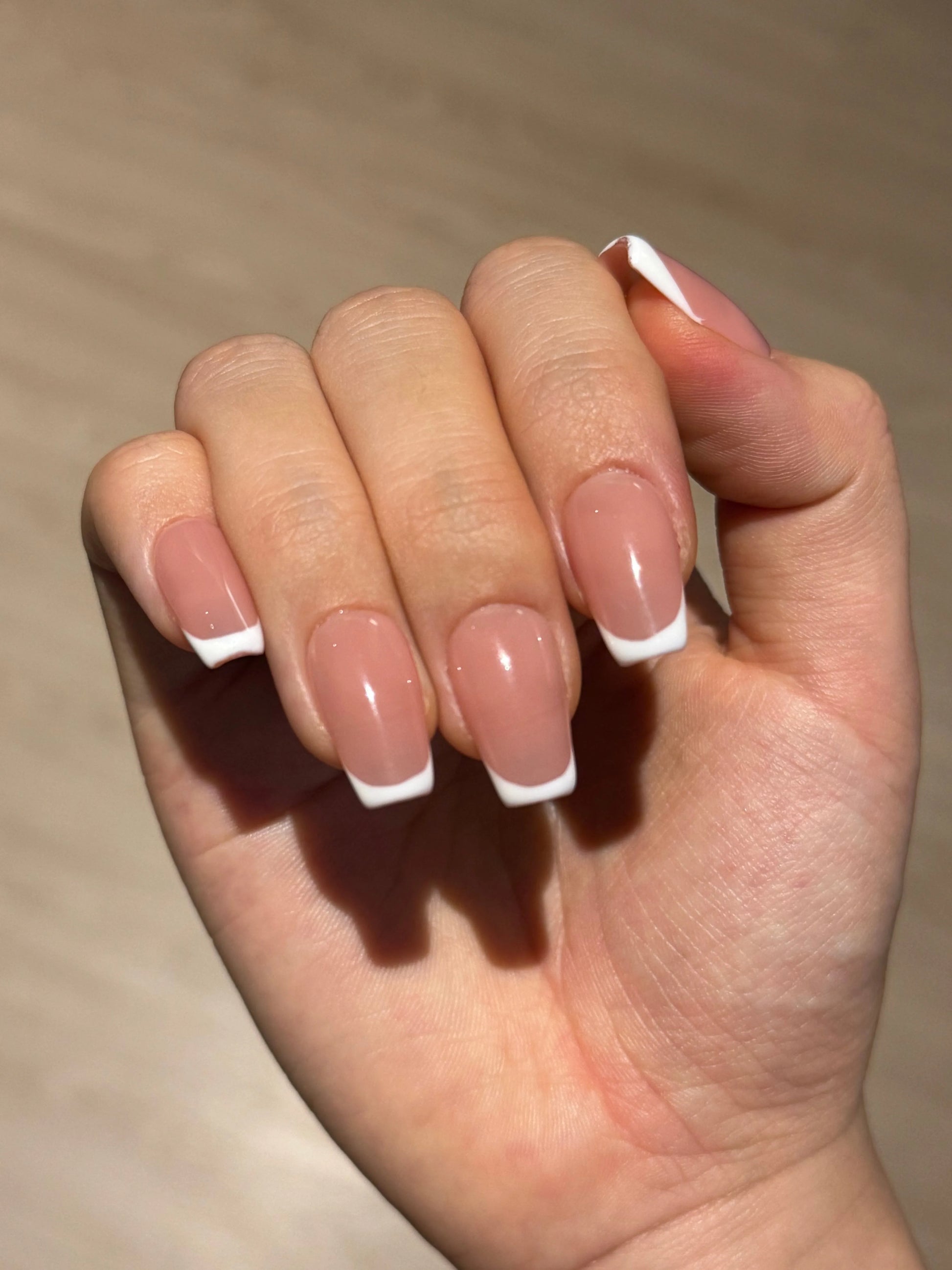 Coffin Ballerina Nude Classy Micro French Tip Press-on Nails, Thick Reusable Salon Quality | Secure The Nails