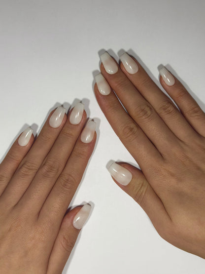 Creamy White Press On Nails, Coffin Shape Nails, Clean Girl Nails, Everyday Nails, Reusable Press-ons | Secure The Nails