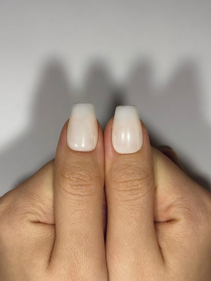 Creamy Milky White Coffin Press-on Nails for Work Everyday Nails, Reusable Long-lasting Easy to Apply | Secure The Nails
