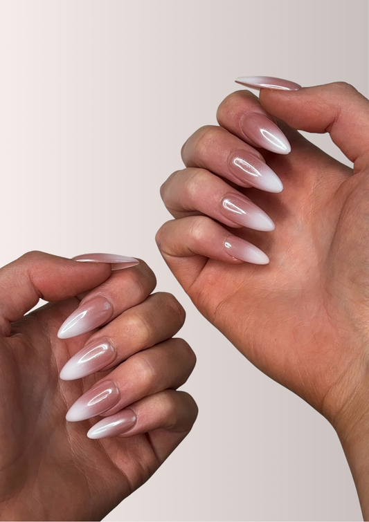 French Ombre Chrome Nails, Hailey Bieber Glazed Donut Nails, Everyday Glam Press-on Nails | Secure The Nails