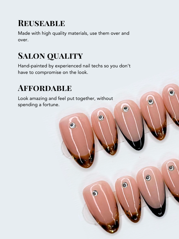 High Quality Long-lasting French Tip Press-on Nails, Jewellery Design Nails | Secure The Nails