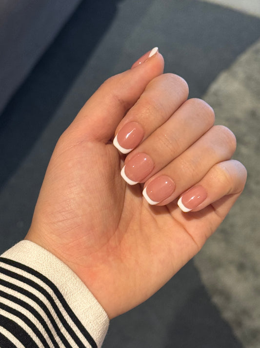 Long-lasting Short French Tip Press-on Nails for Work, Easy to apply, Salon-quality | Secure The Nails
