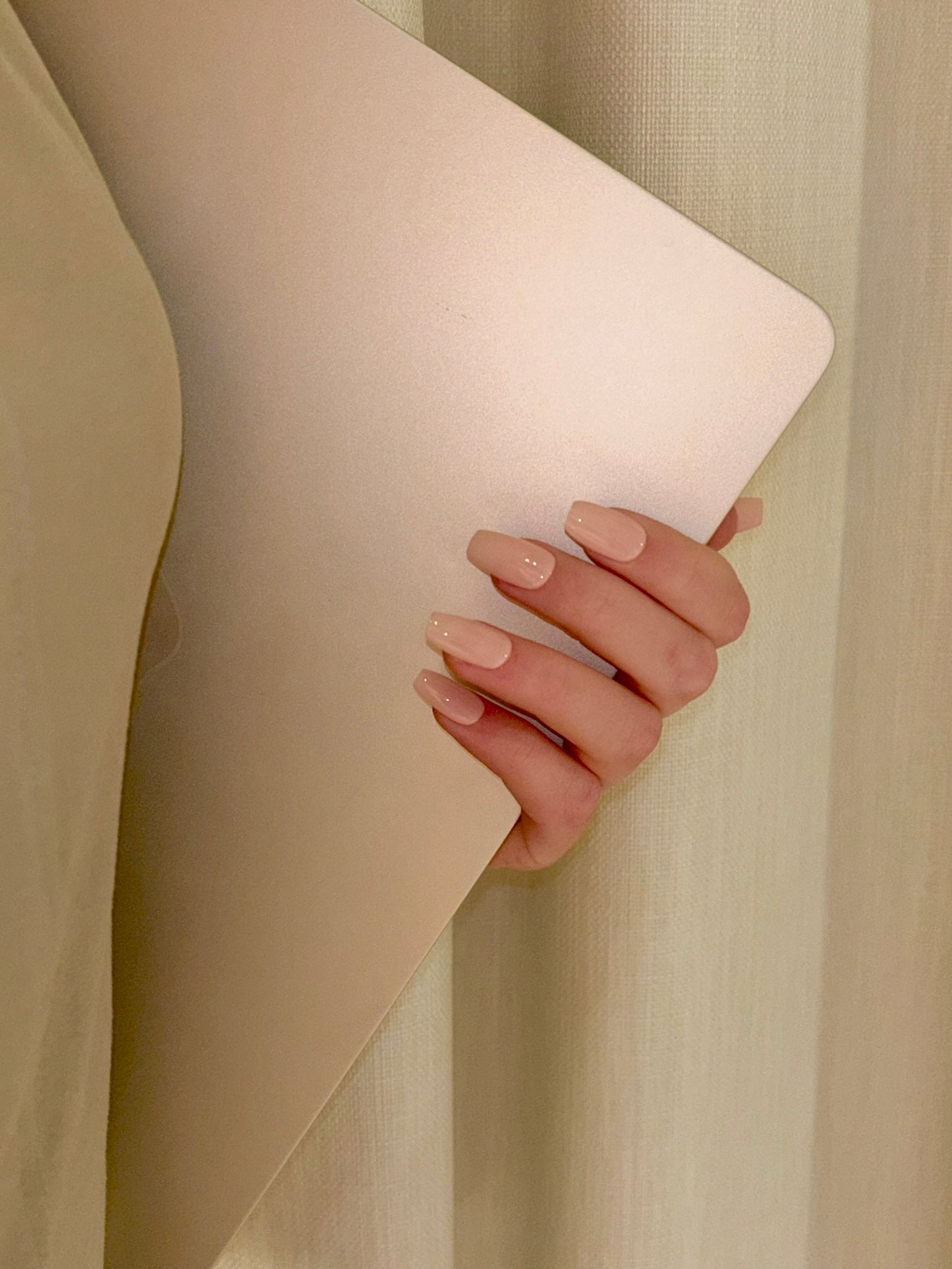 Nude Coffin Ballerina Nails, Secure The Nails Press On Nails for Work Typing Everyday, Reusable Long-lasting