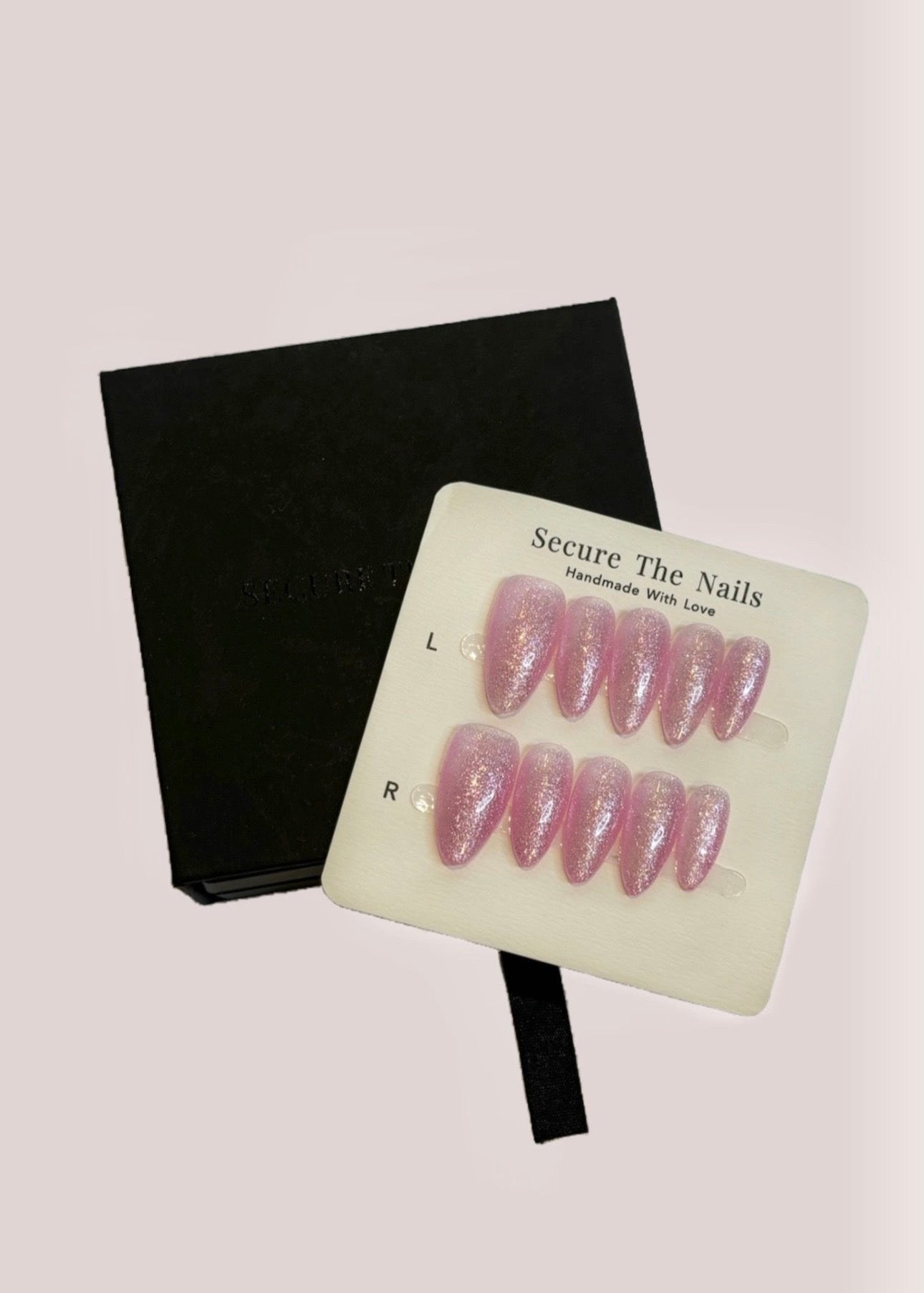 Pink Glitter Shimmer Sheer Glass Press On Nails, Girly Sparkly Nails, Reusable Long-lasting Easy. to Apply | Secure The Nails
