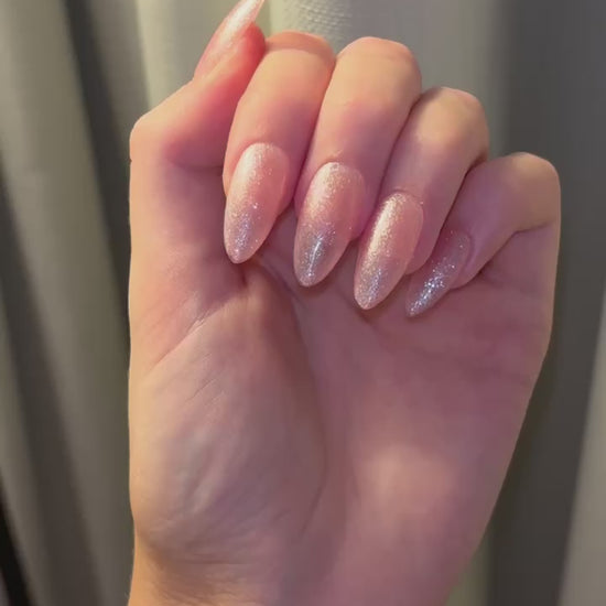 Shimmery Peach Glitter Press On Nails