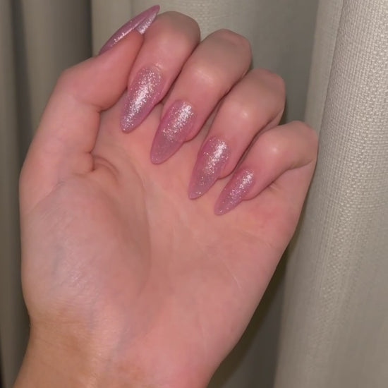 Pink Glitter Shimmer Press On Nails