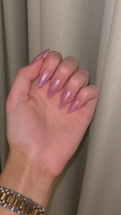 Pink Glitter Shimmer Press On Nails