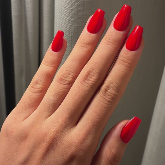 Classic Red Press on Nails | Ballerina Coffin Shape