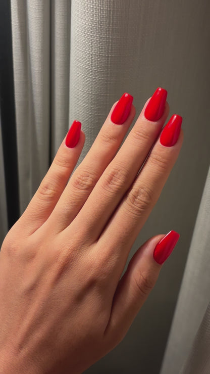 Classic Red Press on Nails | Ballerina Coffin Shape