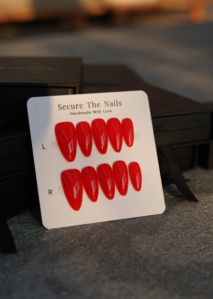 Red Almond Press-on Nails, Long-lasting Salon-quality | Secure The Nails 