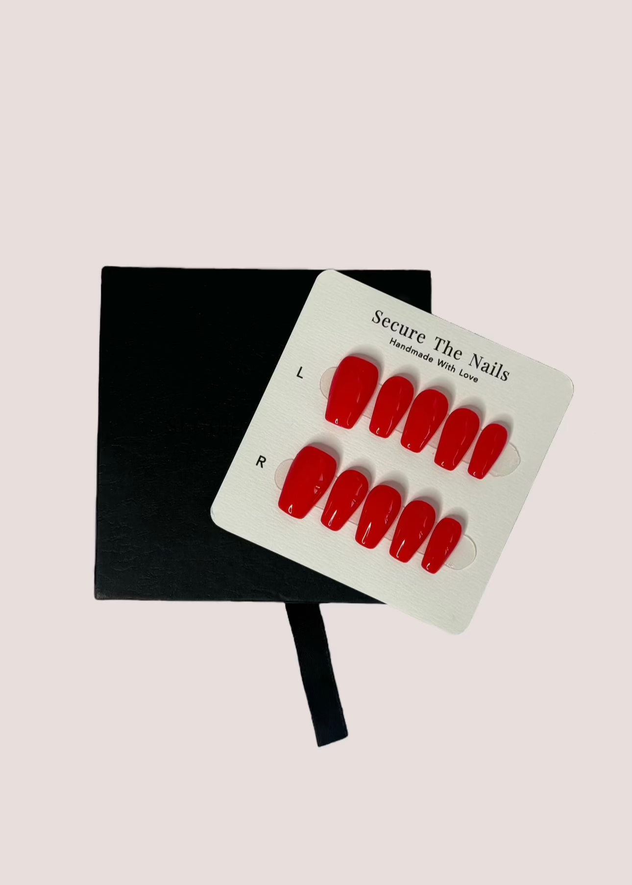 Secure The Nails Coffin Shape Red Press-on Nails, Glossy Finish, Reusable, Long-lasting, Easy to Apply