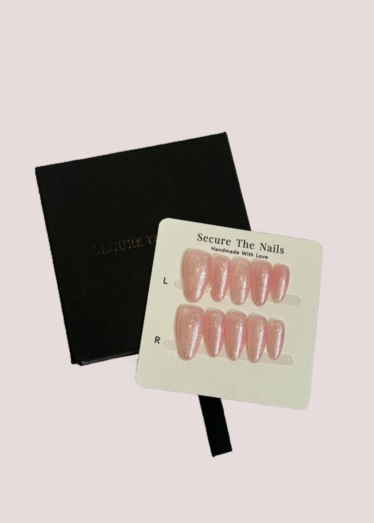 Secure The Nails Shimmery Peach Glitter Girly Press-on Nails, Reusable Long-lasting Easy to Apply