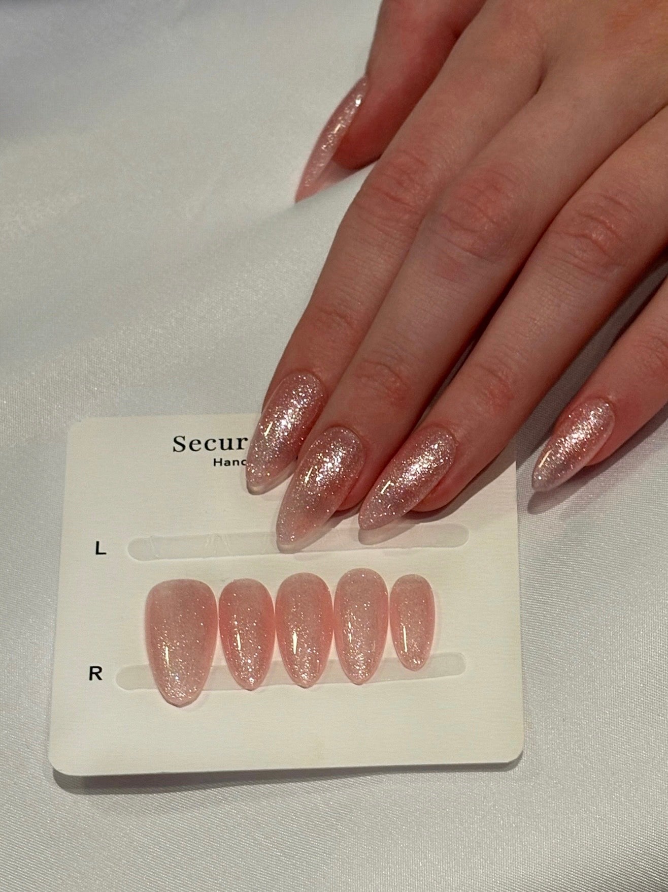 Shimmery Peach Glitter Press-on Nails, Sheer Girly Summer Nails, Reusable Long-lasting | Secure The Nails