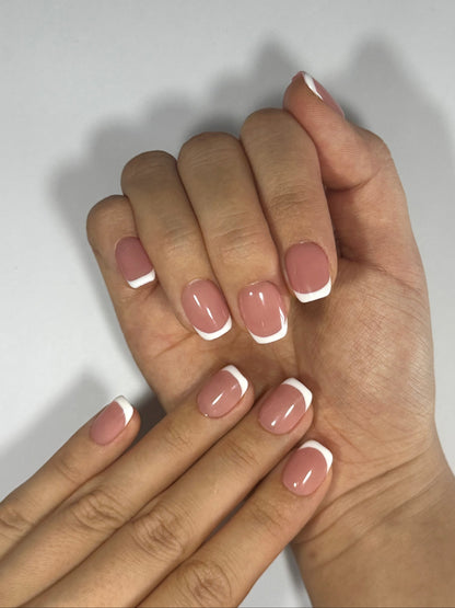 Long-lasting Short French Tip Press-on Nails for Work, Easy to apply, Salon-quality | Secure The Nails