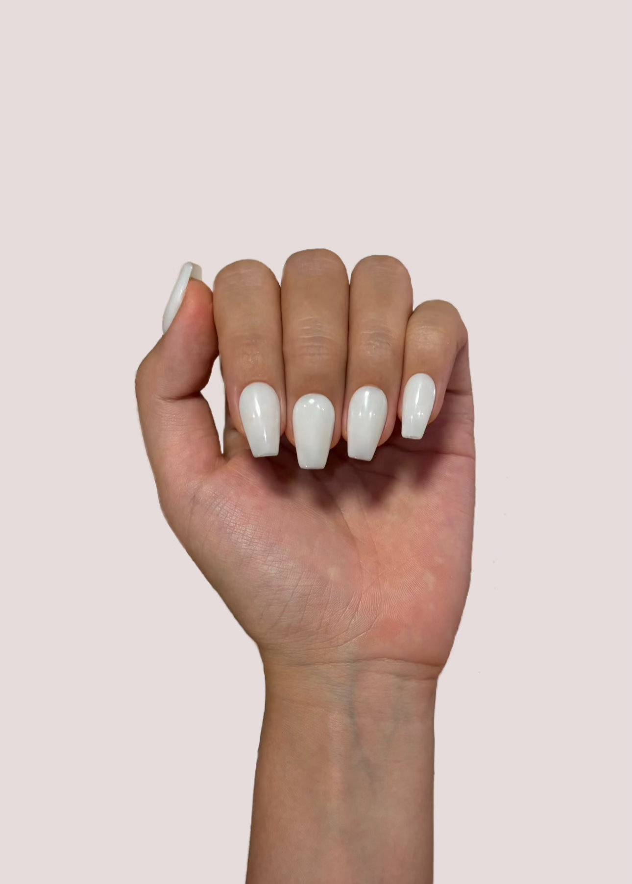 Soft Girl Clean Girl Nails, Creamy Milky White Coffin Press-on Nails, Reusable Long-lasting | Secure The Nails