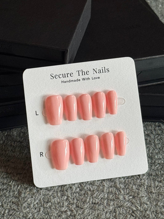 Nude Soft Beige Neutral Pastel Pink Coffin Ballerina Press On Nails, Soft girl princess nails, clean nails, Secure The Nails
