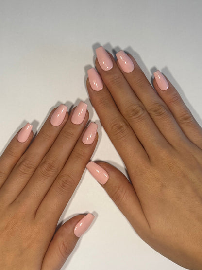 Pink Nude Soft Beige Neutral Pastel Pink Coffin Ballerina Press On Nails, Soft girl princess nails, clean nails, Secure The Nails